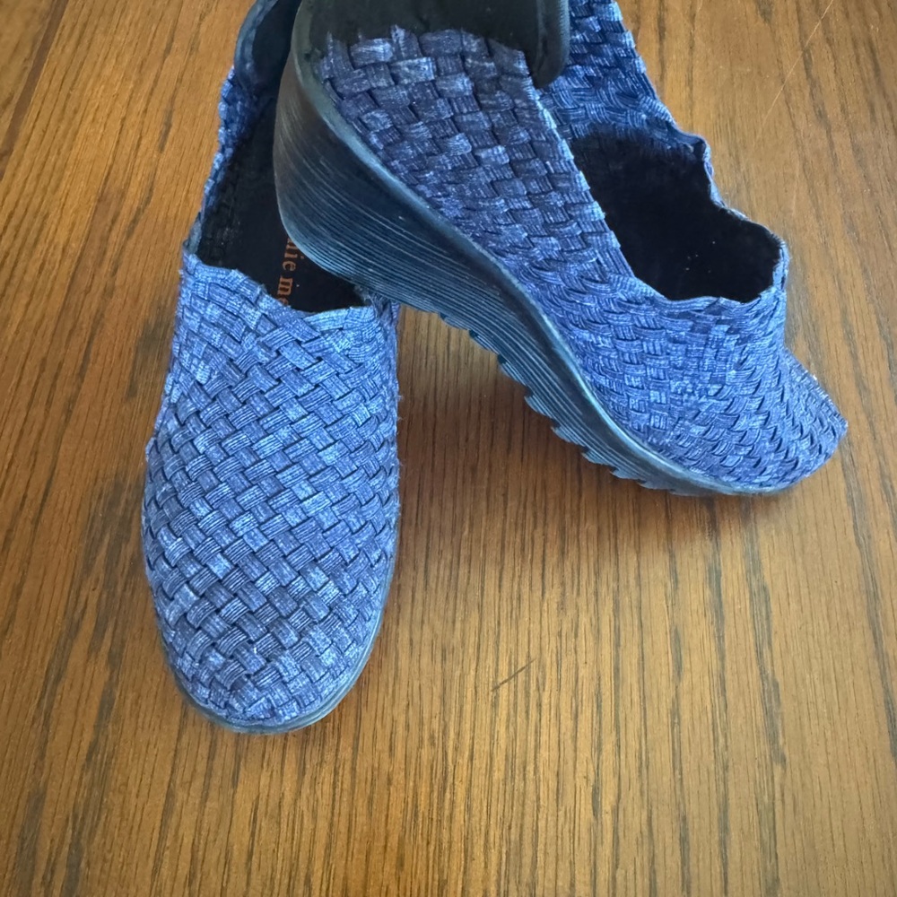 bernie mev. Navy Woven Platform Shoes